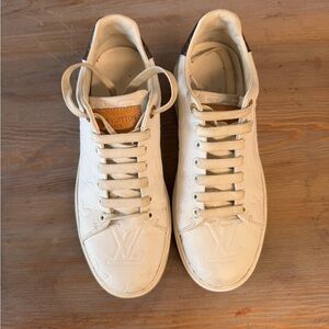 Louis Vuitton Cream Embossed Sneakers